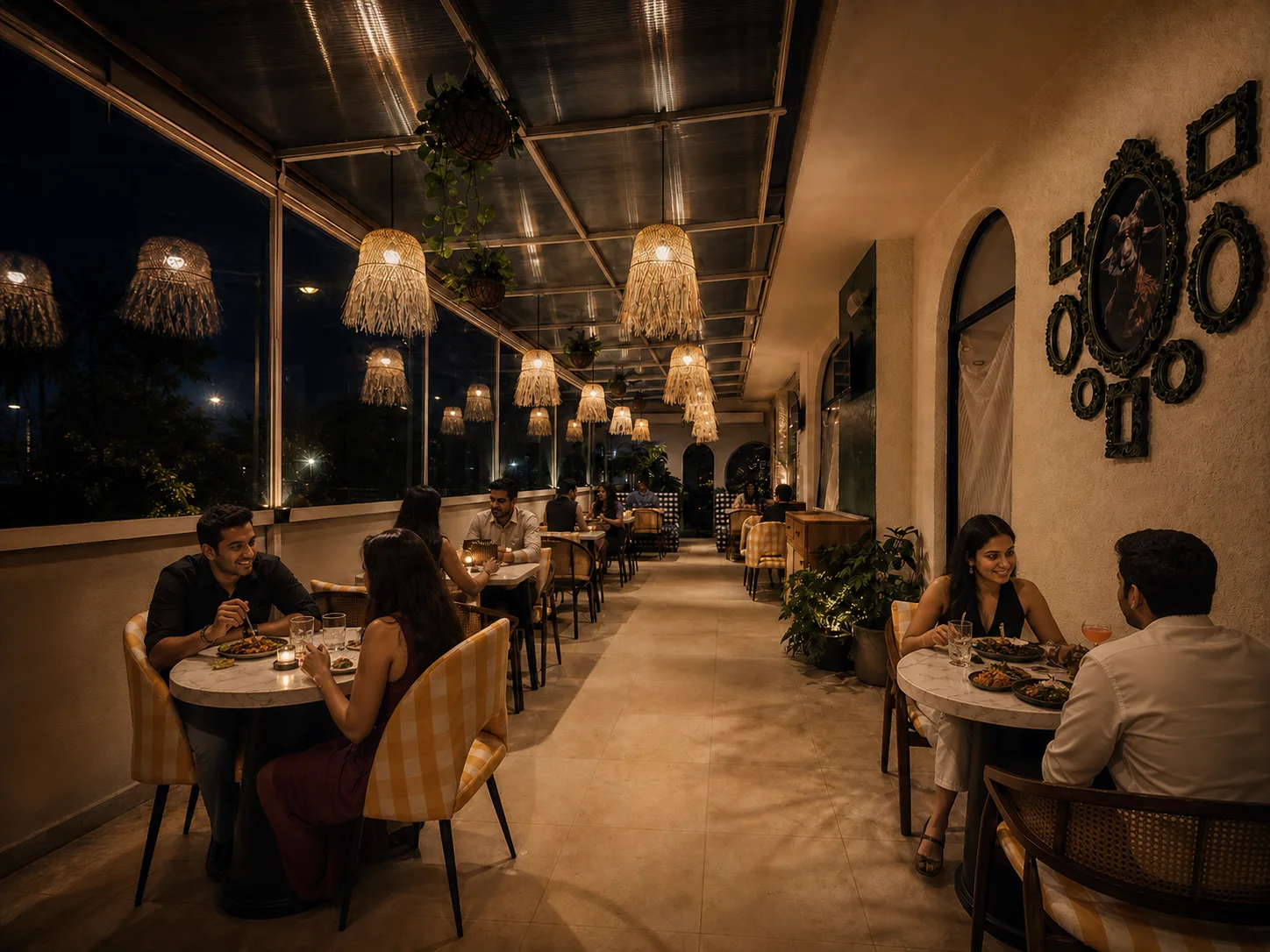 Covered outdoor seating at Goat Brew Mumbai